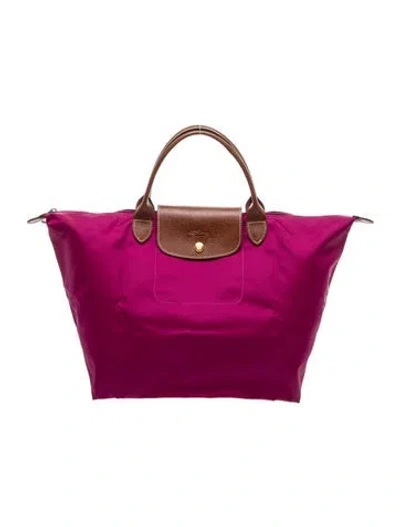 Pre-owned Longchamp Nylon Top Handle Bag In Pink