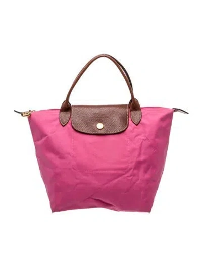 Pre-owned Longchamp Nylon Top Handle Bag In Pink