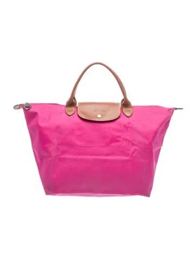 Pre-owned Longchamp Nylon Top Handle Bag In Pink