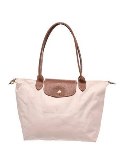 Pre-owned Longchamp Nylon Top Handle Bag In Pink