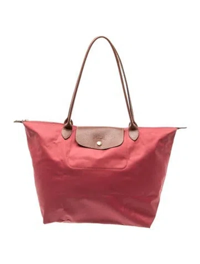 Pre-owned Longchamp Nylon Top Handle Bag In Pink