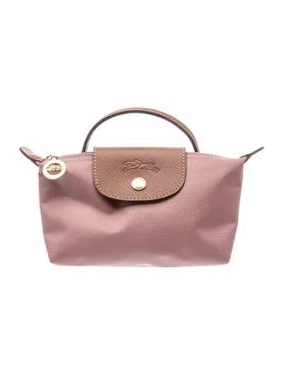 Pre-owned Longchamp Nylon Top Handle Bag In Pink