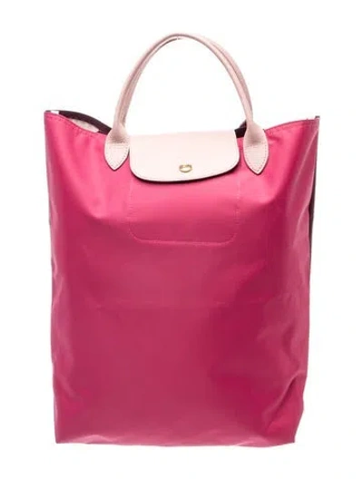Pre-owned Longchamp Nylon Top Handle Bag In Pink