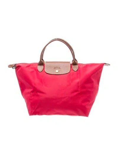 Pre-owned Longchamp Nylon Top Handle Bag In Pink