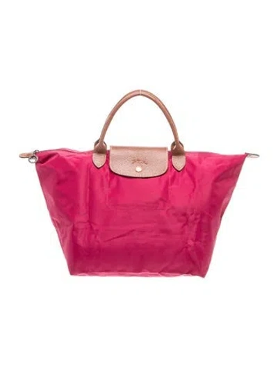 Pre-owned Longchamp Nylon Top Handle Bag In Pink