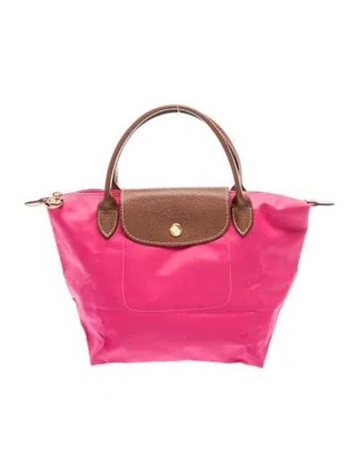 Pre-owned Longchamp Nylon Top Handle Bag In Pink