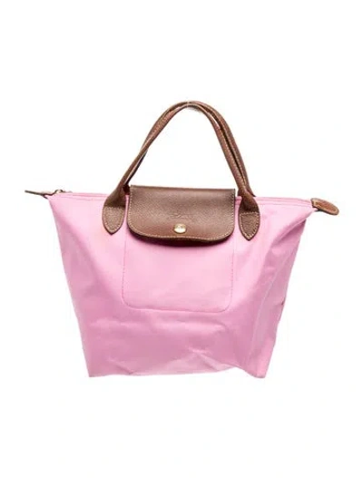 Pre-owned Longchamp Nylon Top Handle Bag In Pink
