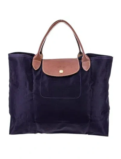 Pre-owned Longchamp Nylon Top Handle Bag In Purple