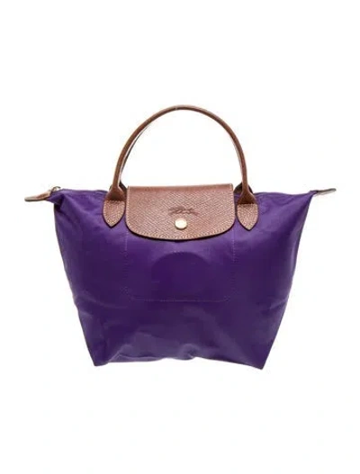 Pre-owned Longchamp Nylon Top Handle Bag In Purple