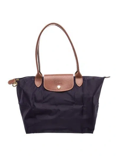 Pre-owned Longchamp Nylon Top Handle Bag In Purple