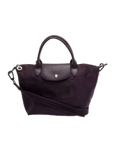 Pre-owned Longchamp Nylon Top Handle Bag In Purple