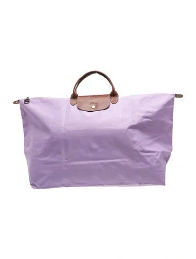 Pre-owned Longchamp Nylon Top Handle Bag In Purple