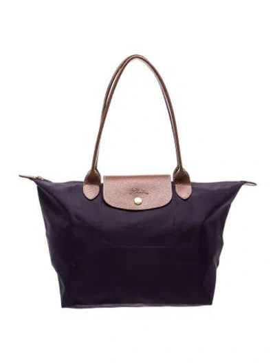 Pre-owned Longchamp Nylon Top Handle Bag In Purple