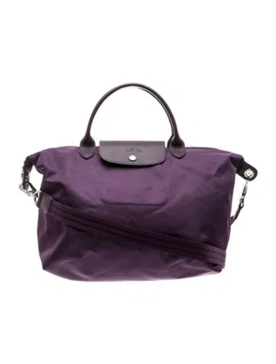Pre-owned Longchamp Nylon Top Handle Bag In Purple