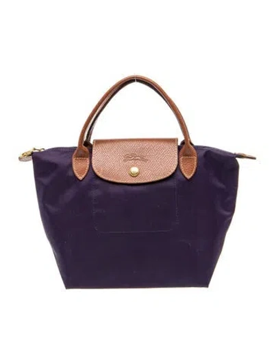 Pre-owned Longchamp Nylon Top Handle Bag In Purple