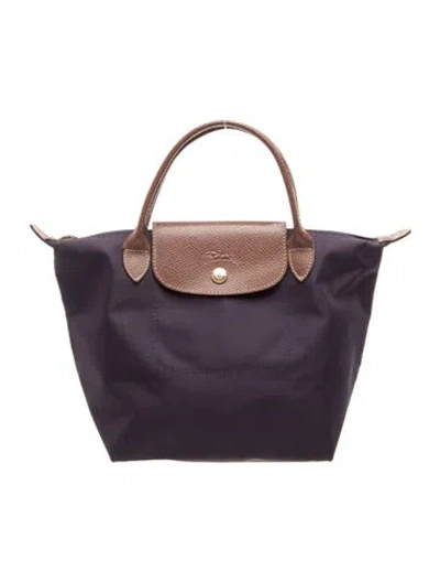 Pre-owned Longchamp Nylon Top Handle Bag In Purple