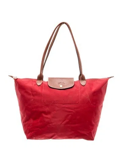 Pre-owned Longchamp Nylon Top Handle Bag In Red