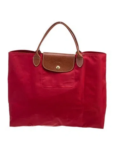 Pre-owned Longchamp Nylon Top Handle Bag In Red