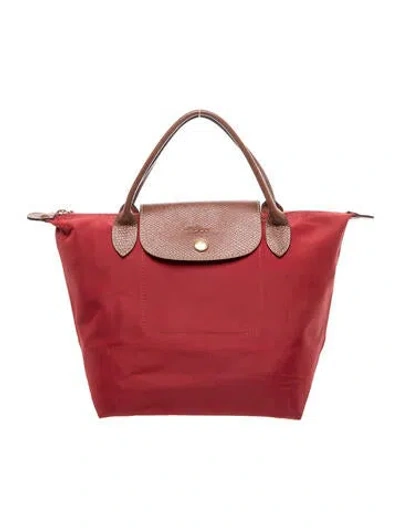 Pre-owned Longchamp Nylon Top Handle Bag In Red