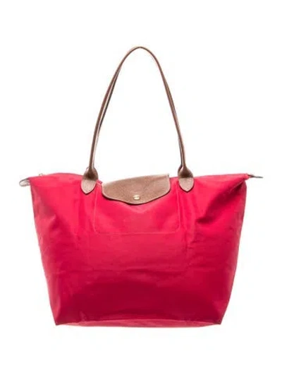 Pre-owned Longchamp Nylon Top Handle Bag In Red