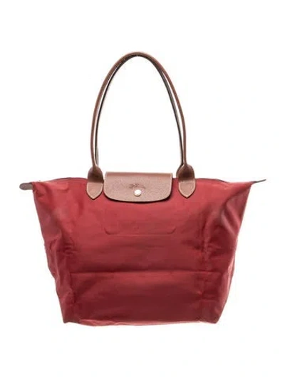Pre-owned Longchamp Nylon Top Handle Bag In Red