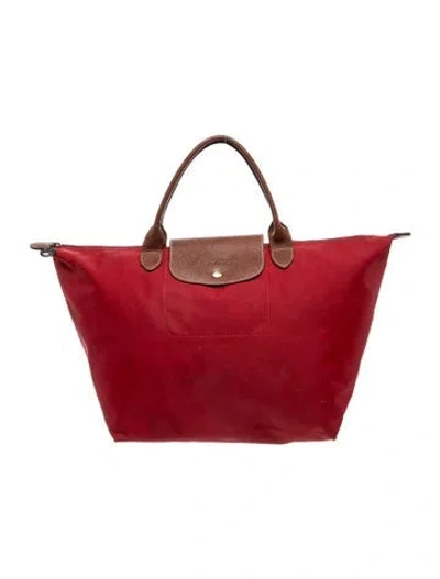 Pre-owned Longchamp Nylon Top Handle Bag In Red