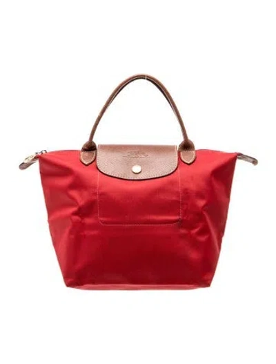 Pre-owned Longchamp Nylon Top Handle Bag In Red