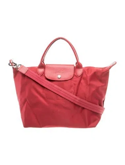 Pre-owned Longchamp Nylon Top Handle Bag In Red