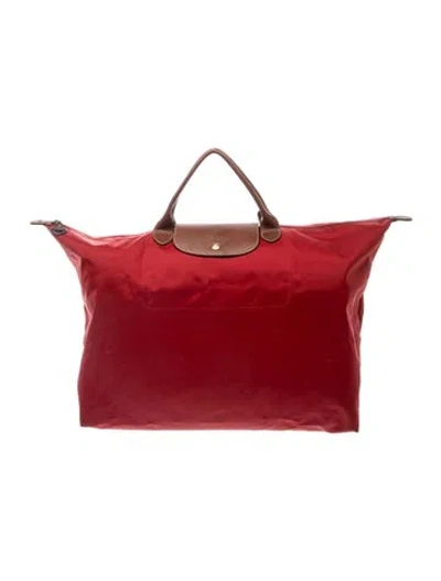 Pre-owned Longchamp Nylon Top Handle Bag In Red