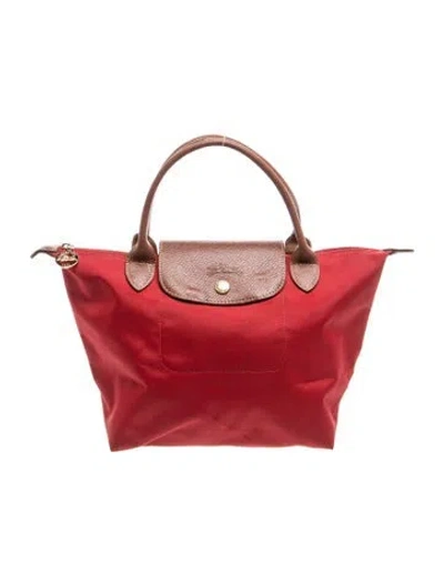 Pre-owned Longchamp Nylon Top Handle Bag In Red