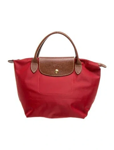 Pre-owned Longchamp Nylon Top Handle Bag In Red
