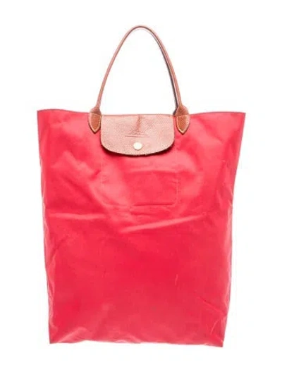 Pre-owned Longchamp Nylon Top Handle Bag Vintage In Red