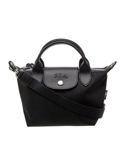Pre-owned Longchamp Nylon Top Handle Bag W/ Tags In Black
