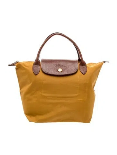 Pre-owned Longchamp Nylon Top Handle Bag In Yellow
