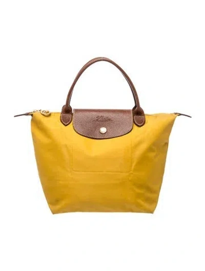 Pre-owned Longchamp Nylon Top Handle Bag In Yellow