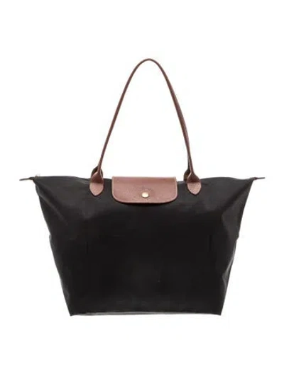 Pre-owned Longchamp Nylon Tote In Black