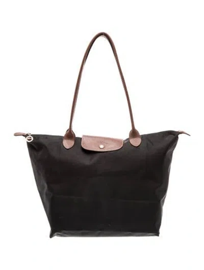 Pre-owned Longchamp Nylon Tote In Black