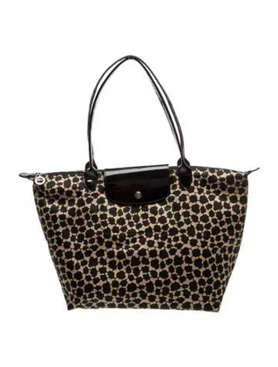 Pre-owned Longchamp Nylon Tote In Black/brown