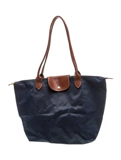 Pre-owned Longchamp Nylon Tote In Blue
