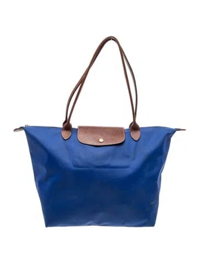 Pre-owned Longchamp Nylon Tote In Blue