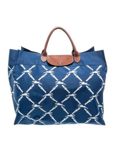 Pre-owned Longchamp Nylon Tote In Blue