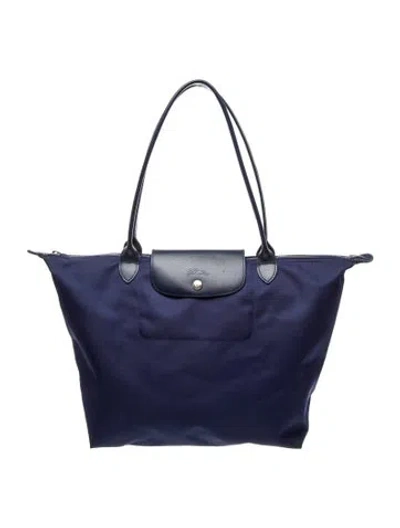 Pre-owned Longchamp Nylon Tote In Blue