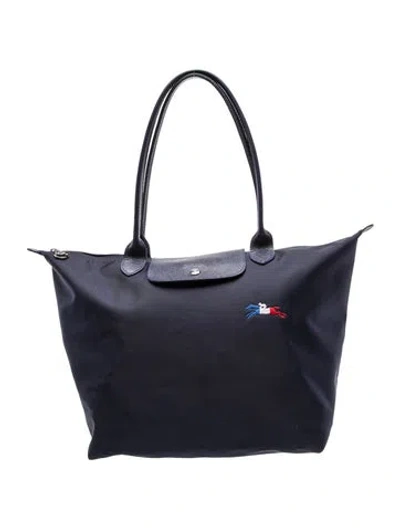 Pre-owned Longchamp Nylon Tote In Blue