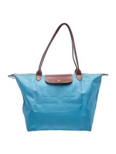 Pre-owned Longchamp Nylon Tote In Blue