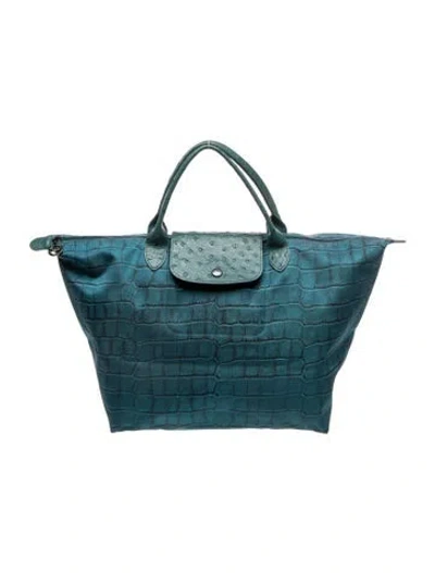 Pre-owned Longchamp Nylon Tote In Blue