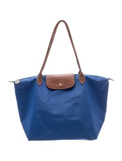 Pre-owned Longchamp Nylon Tote In Blue