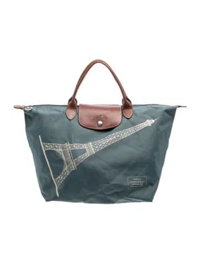 Pre-owned Longchamp Nylon Tote In Blue