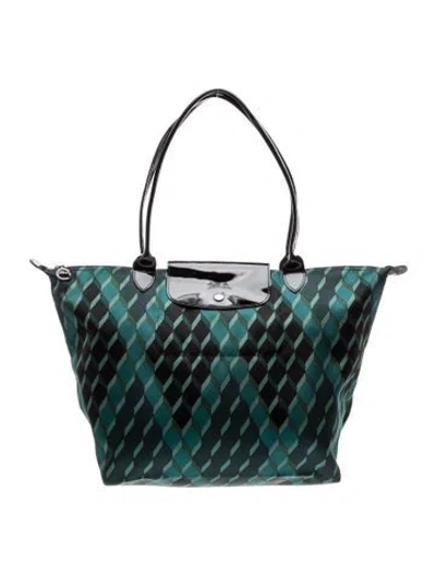 Pre-owned Longchamp Nylon Tote In Blue/green