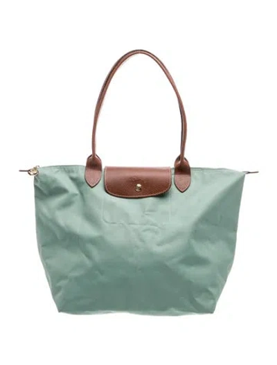 Pre-owned Longchamp Nylon Tote In Blue/green