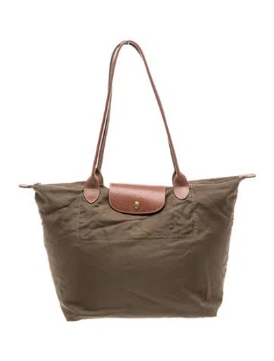 Pre-owned Longchamp Nylon Tote In Brown